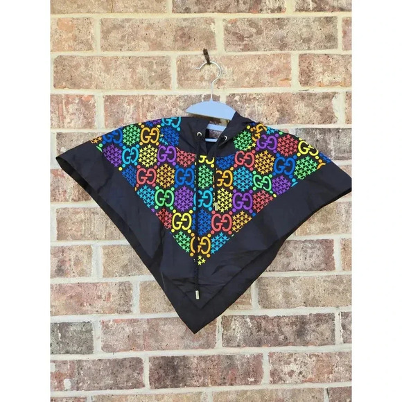 Gucci Silk Nylon Monogram Psychedelic Rain Hood Black - Picture 4 of 6